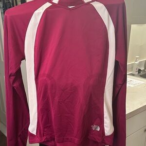 The North Face Magenta and White Long Sleeve Top